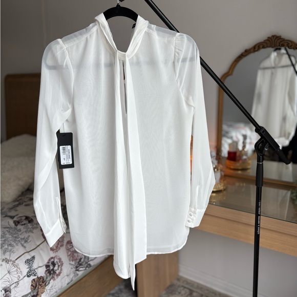 Marciano Tops - Marciano White Elegant Tie-Neck Blouse